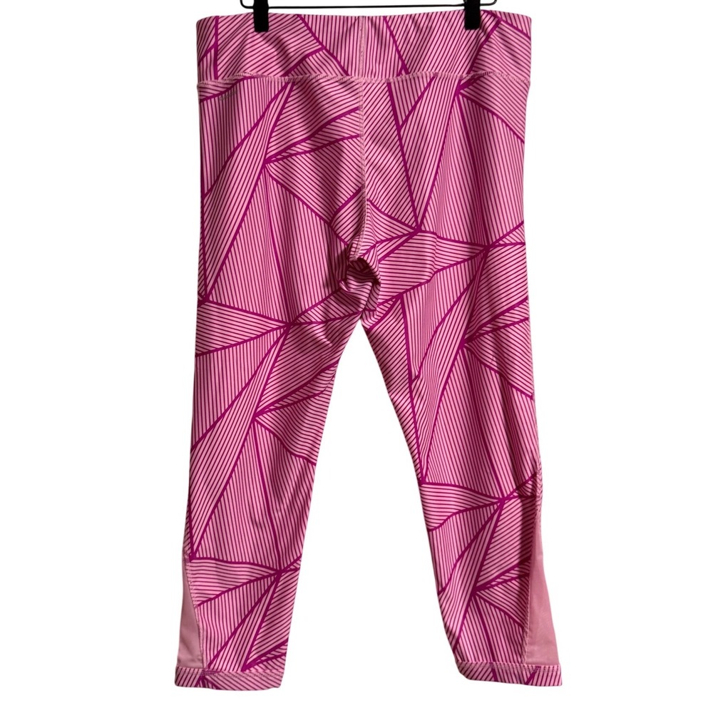 Xersion Womens 2XL Plus Pink Geometric Quick-Dry Cropped Leggings Mesh Panels - Picture 5 of 5